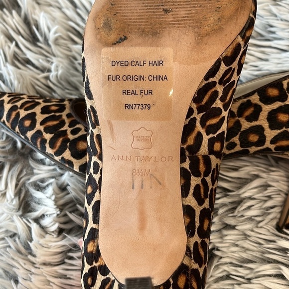 Ann Taylor Animal Leopard Print Dyed Calf Hair Heels Size 8.5 - Picture 5 of 6